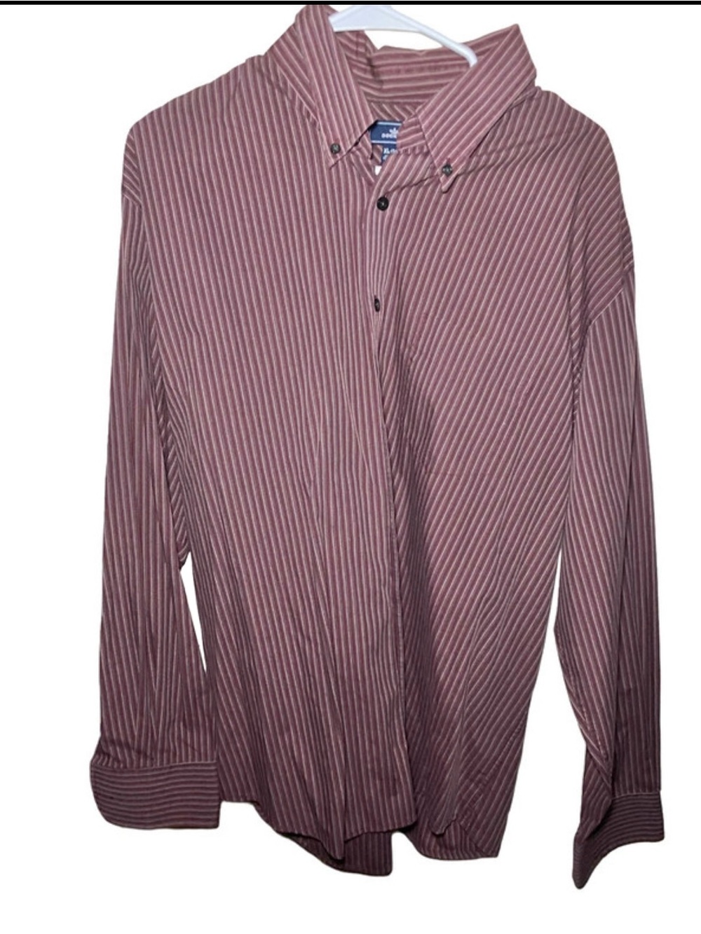 Dockers Men's Burgundy and White Striped Button-Down Shirt